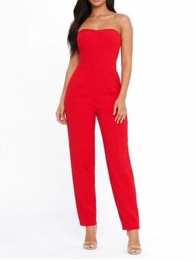 NWT Rachel Roy Red Strapless Jumpsuit Size 6 Show Your Love